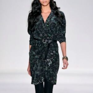Rebecca Minkoff green silk wrap dress size 0